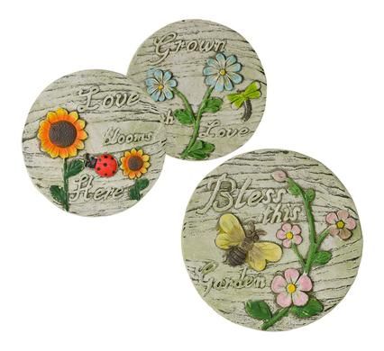 Bulk Pack 5 X Ornament Stepping Stones Round 20cm - Assorted Designs