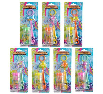 Bulk Pack 5 X Bubble Bottle with Blow Ring - Ocean Assorted