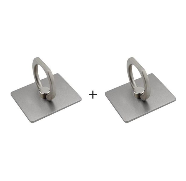 Smartphone Ring Holder with Car Hook Stand -Metallic Silver - ComboX 2