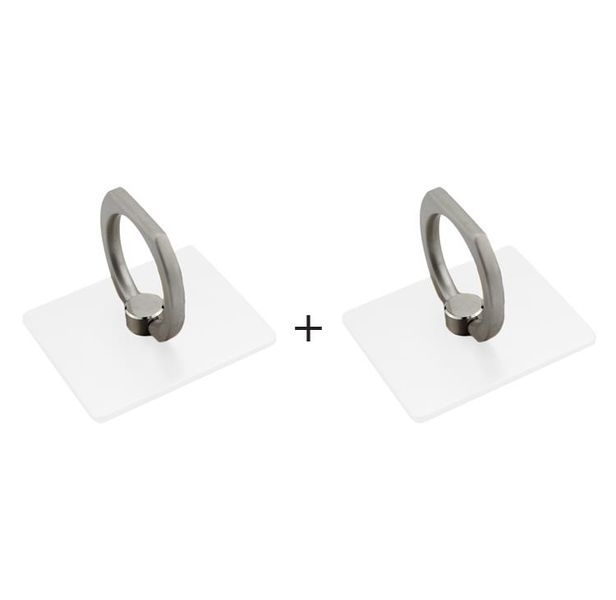 Smartphone Ring Holder With Car Hook Stand - White - Combo X 2