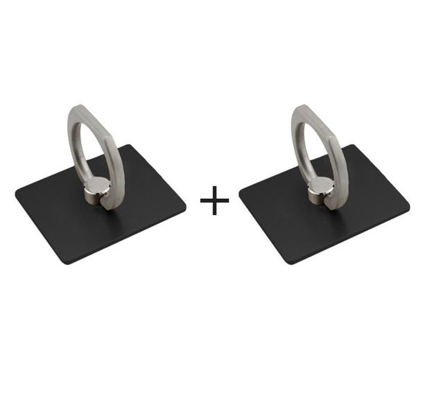 Smartphone Ring Holder With Car Hook Stand - Black - Combo X 2