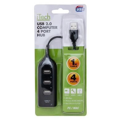 Bulk Pack 4 x iTech USB 2.0 Computer 4 Port Hub