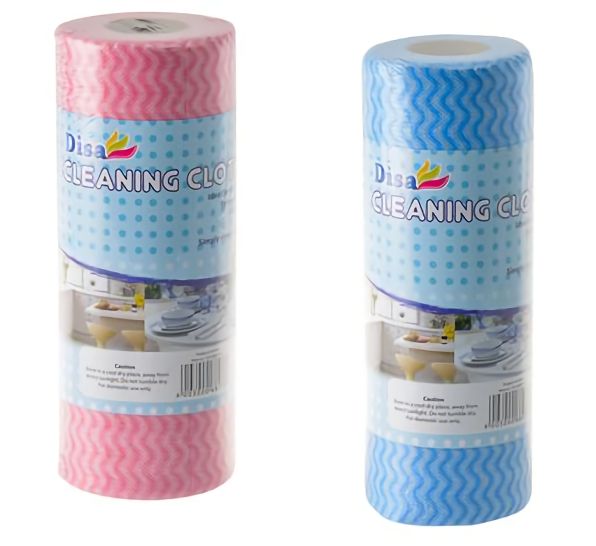 Bulk Pack 4 x Cleaning Cloth Roll 30'S 50cm x 22cm - Pink &amp; Blue