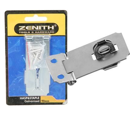 Bulk Pack 4 x Zenith Hasp &amp; Staple Galvanized Safety - 115mm