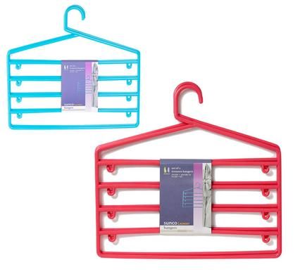 Bulk Pack 4 x 5 Tier Coat &amp; Trouser Plastic Hangers Set Of 2 - 37cm