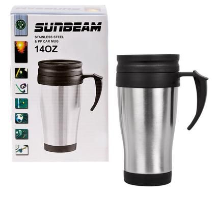 Bulk Pack 4 x Sunbean Stainless Steel &amp; PP Car Mug - 400ml
