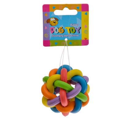 Bulk Pack 4 x Rubber Dog Toy 6cm Tangled Ball