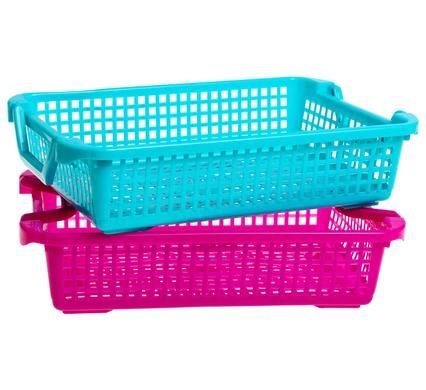 Bulk Pack 4 x Rectangular Shaped Plastic Basket - 34cmx24cmx8cm