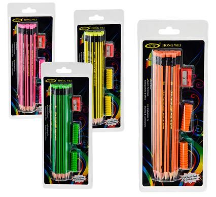 Bulk Pack 4 x 12 Piece Pencil Stationery Set - Assorted