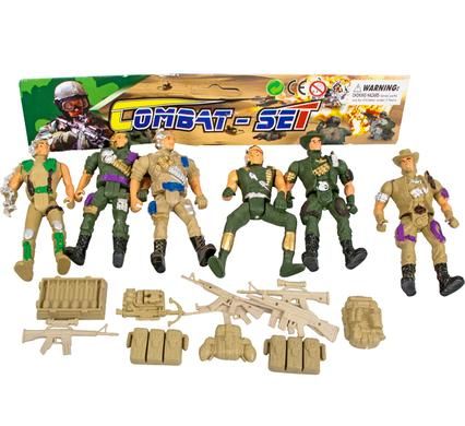 Bulk Pack 4 x Combat Play Set With 6 Soldier Figures &amp; Accessories