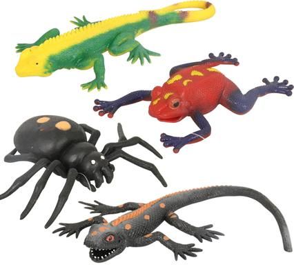 Bulk Pack 4 x PVC Stretchable Assorted Wild Life Creatures