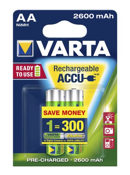 Varta AA Rechargeable ACCU R2U Battery 2600mAh