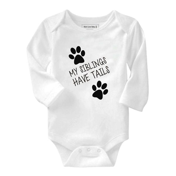 My Siblings Have Tails White Long Sleeve Romper