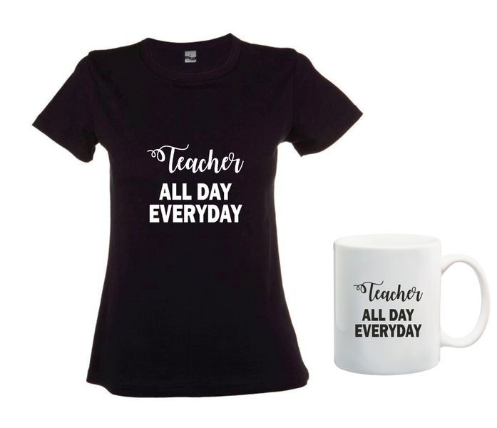 Teacher All Day Everyday Black T-Shirt And Mug Combo