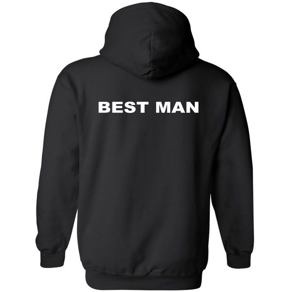 Best Man Black Hoodie Front Pocket Back Print
