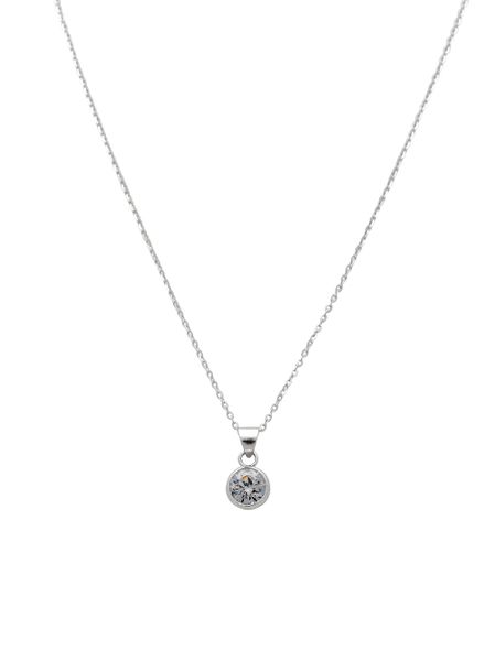 925 Sterling Silver 6mm Tube Cubic Zirconia Solitaire Pendant Set