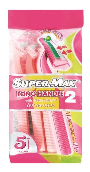 Super-Max Long Handle Nature Strip Women's Twin Disposable Razors - 5's