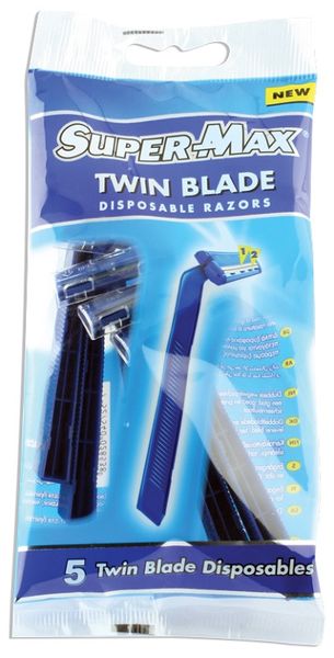 Super-Max Men's Twin Disposable Razors - 5's