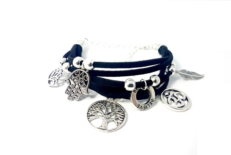 Lakota Inspirations Charm Charcoal Wrap Bracelet