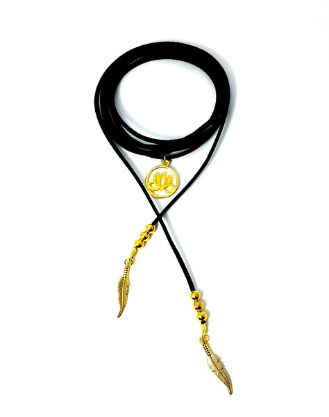Lakota Inspirations Gold Lotus Suede Wrap Choker image