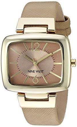 Nine West Women's NW/1856NTNT Gold-Tone &amp; Beige Strap Quartz Watch (Parallel Import)