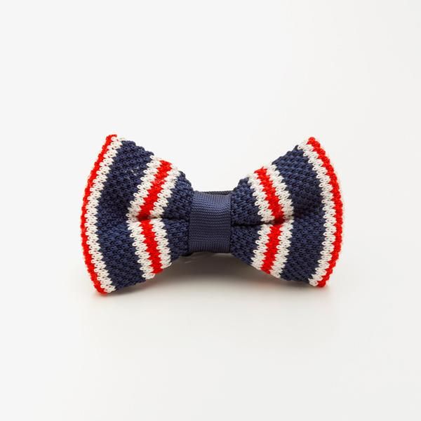 Knots n Links Blue, Red &amp; White Knitted Bowtie