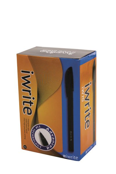 iWrite Solid Barrel Black Ballpoint Pen - Box of 50