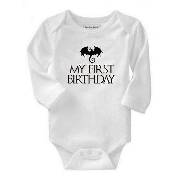 My First Birthday Dragon Long Sleeve Baby Grow
