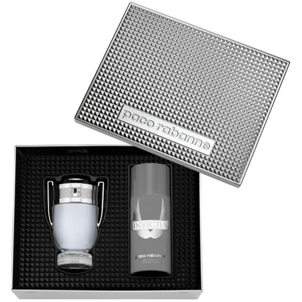 Paco Rabanne Invictus Gift Set for Men 100ml EDT + Deodorant Spray