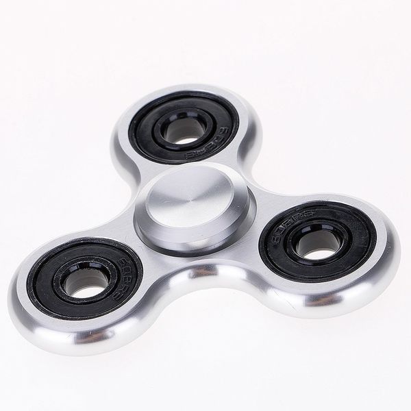 Aluminum Alloy Fidget Tri Spinner Toy - Silver