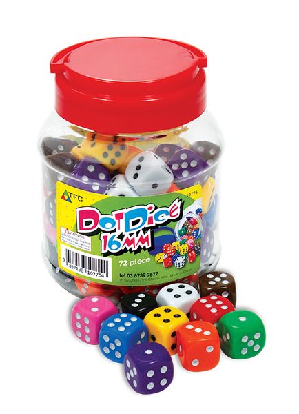 Teachers First Choice Dice 6 Face Dot 16mm Jar