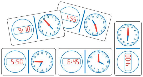 Teachers First Choice Dominoes Clock Analogue/Digital 12 Hour