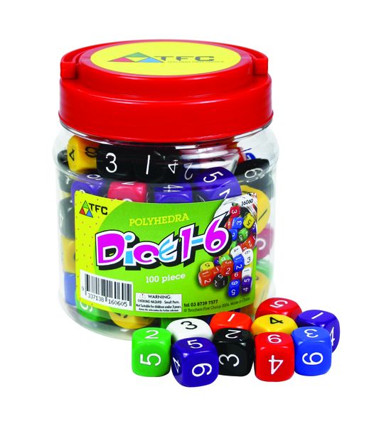 Teachers First Choice Dice 6 Face Numbers - 16mm Jar