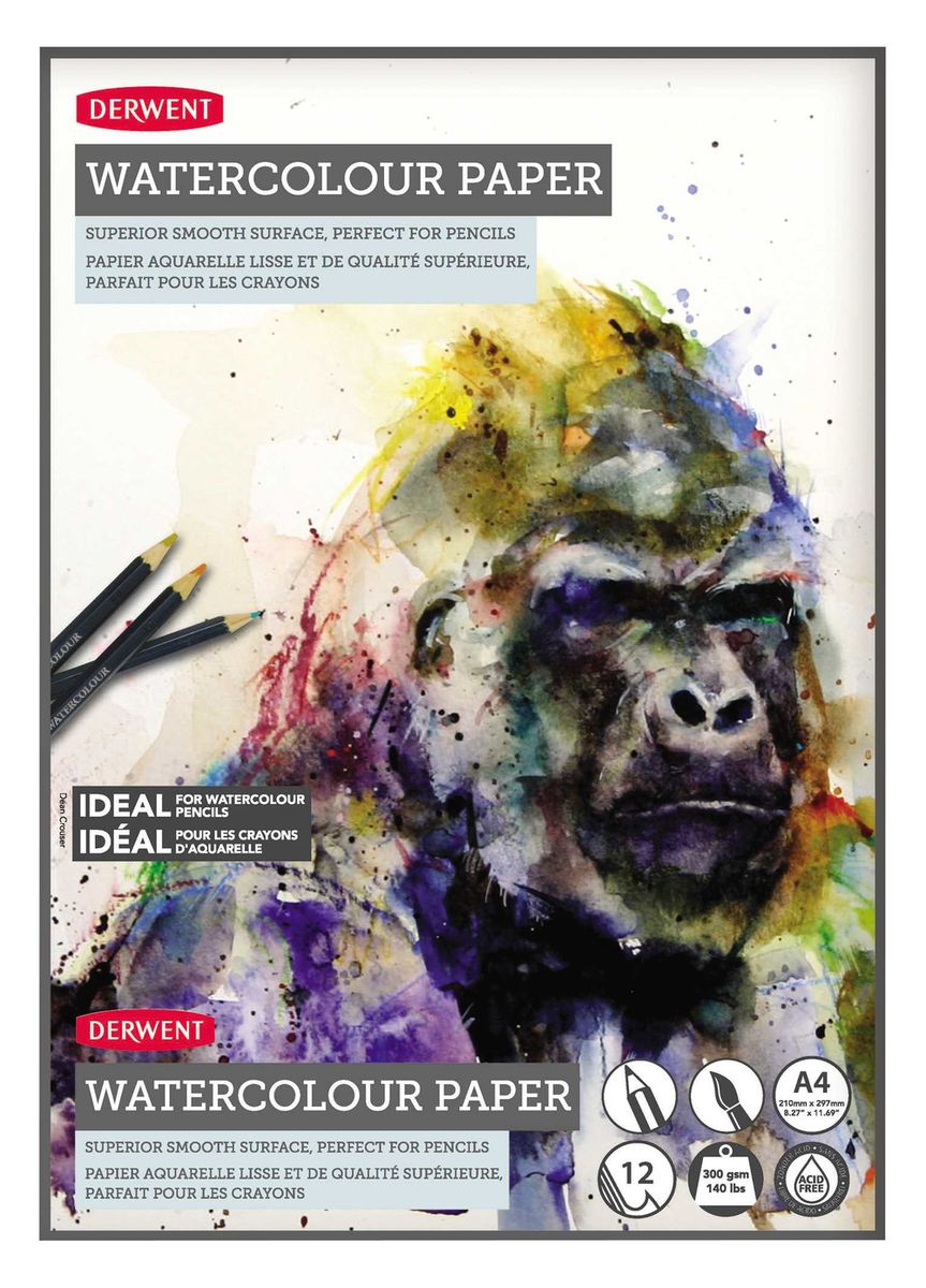 Derwent A4 Watercolour Paper Pad, 12 Sheets, AcidFree Paper, 2301973 Buy Online in South