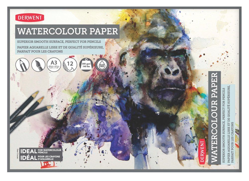 Derwent A3 Watercolour Paper Pad, 12 Sheets, AcidFree Paper, 2301971