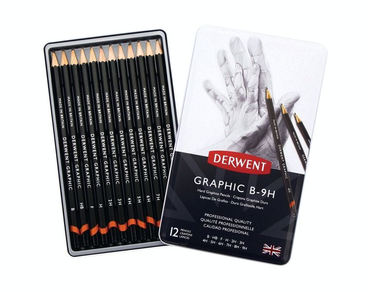 Derwent Graphic Hard Graphite Drawing Pencils, Set of 12, 34213
