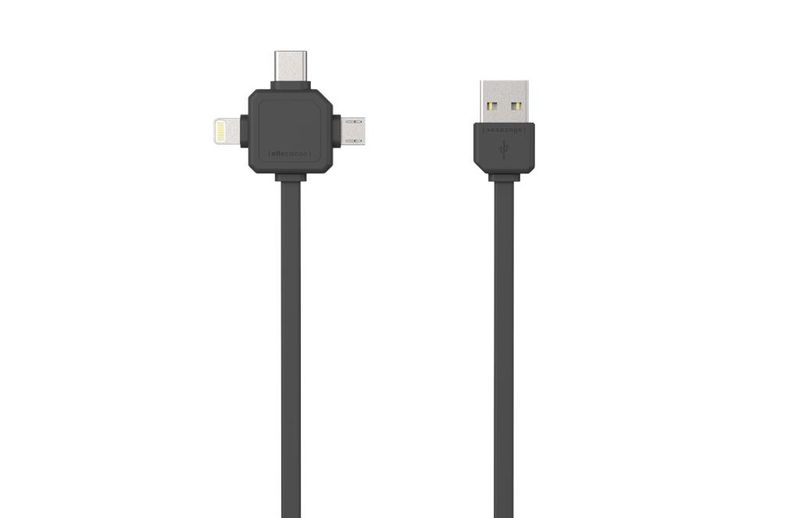 Allocacoc 3-in-1 USB Charge Sync Cable - Black