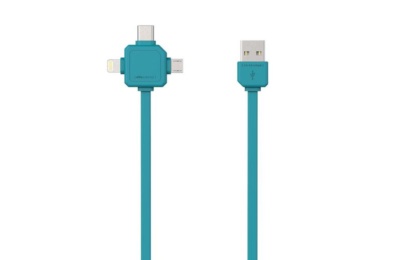 Allocacoc 3-in-1 USB Charge Sync Cable - Blue