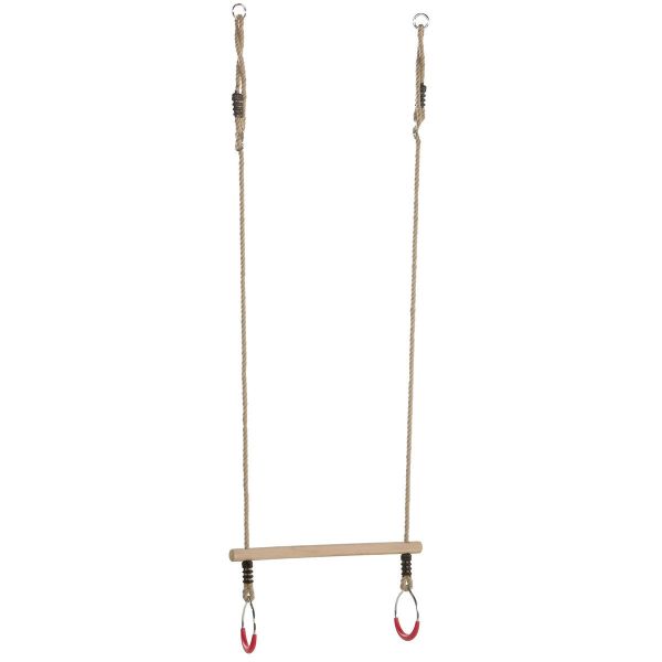 Kbt Kids Wooden Trapeze With Metal Rings For Acrobatic And Gymnastic Fun