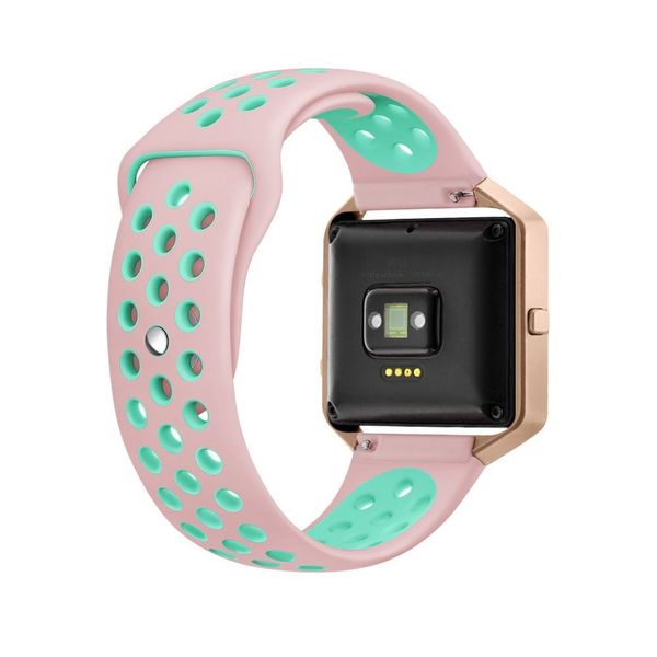 Silicone Sports Band for FitBit Blaze - Pink &amp; Blue (Size: M-L)