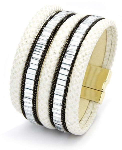 Cazabella Encrusted Bracelet - White &amp; Crystal