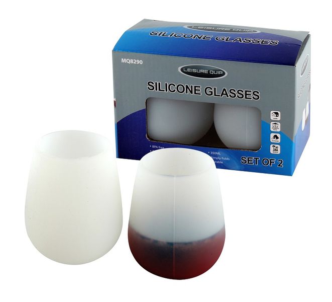 Leisure Quip Silicone Wine Glasses No Stem - 2 Pack