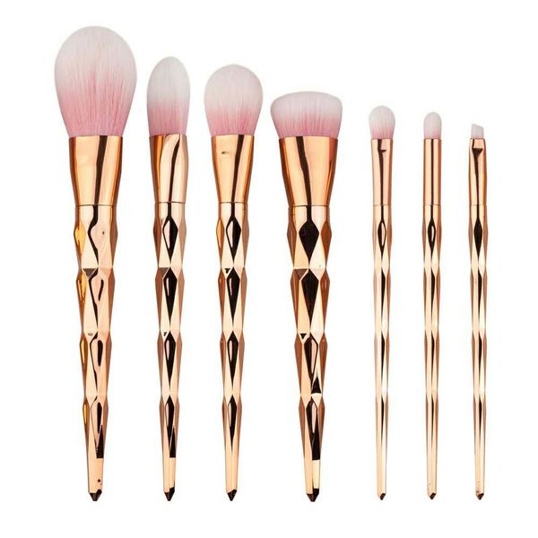 7 Piece Diamond Make-Up Brush Set - Rose Gold