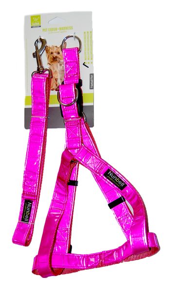 Nunbell Professional Reflective Harness &amp; Leash - Pink (Size: Medium)
