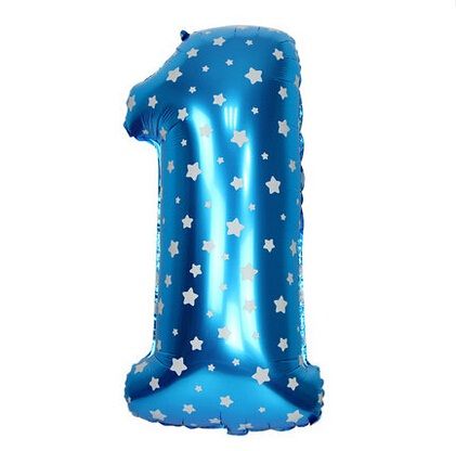 Blue Foil Number 1 Balloon (Size: 35" x 45")