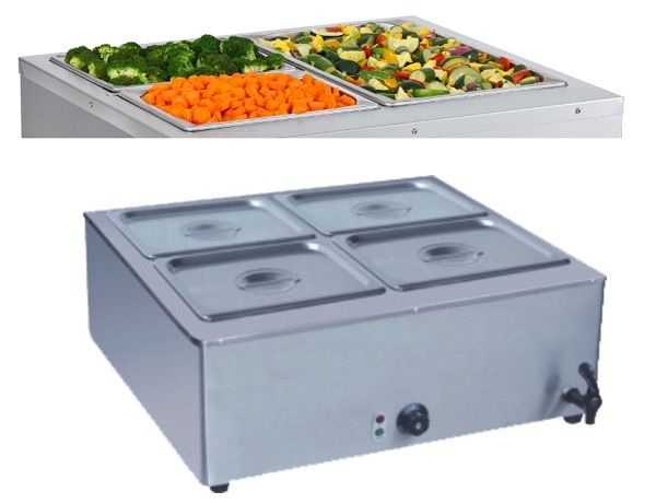 Stainless Steel Table Top 4 Division Electric Bain Marie