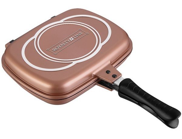 Royalty Line Supreme Marble Coating Double Fry &amp; Grill Pan 28cm - Silver