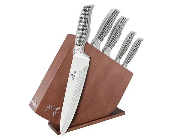 Berlinger Haus 6-Piece Stainless Steel Knife Set With Wood Stand - Kikoza Collection