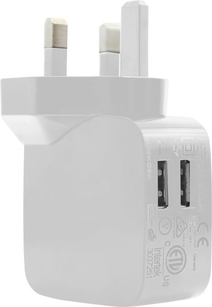 3SIXT UK Dual USB Wall Charger 4.2A - White