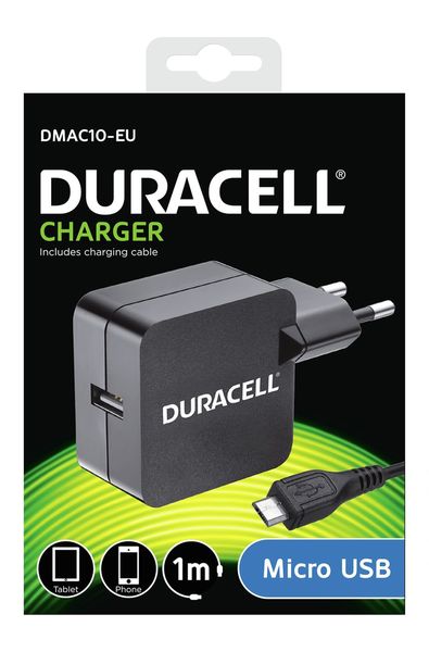 Duracell Wall Charger with Micro USB Cable 2.4A - Black